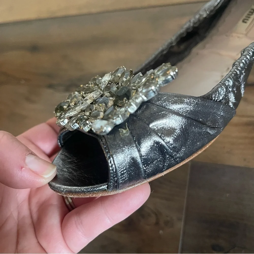 Miu Miu - silver ballerina flats size 36.5 EU​​